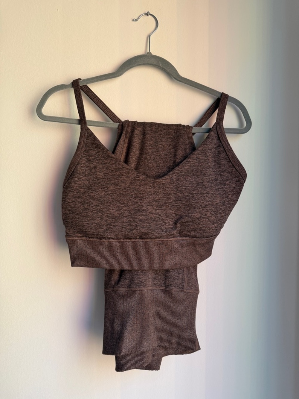 Aerie brown marled workout set. Bralette and leggings